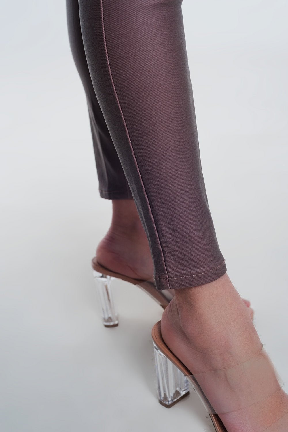 Pantalon enduit rose