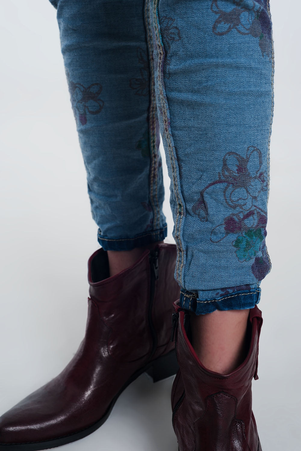 jean reversible skinny denim froissé