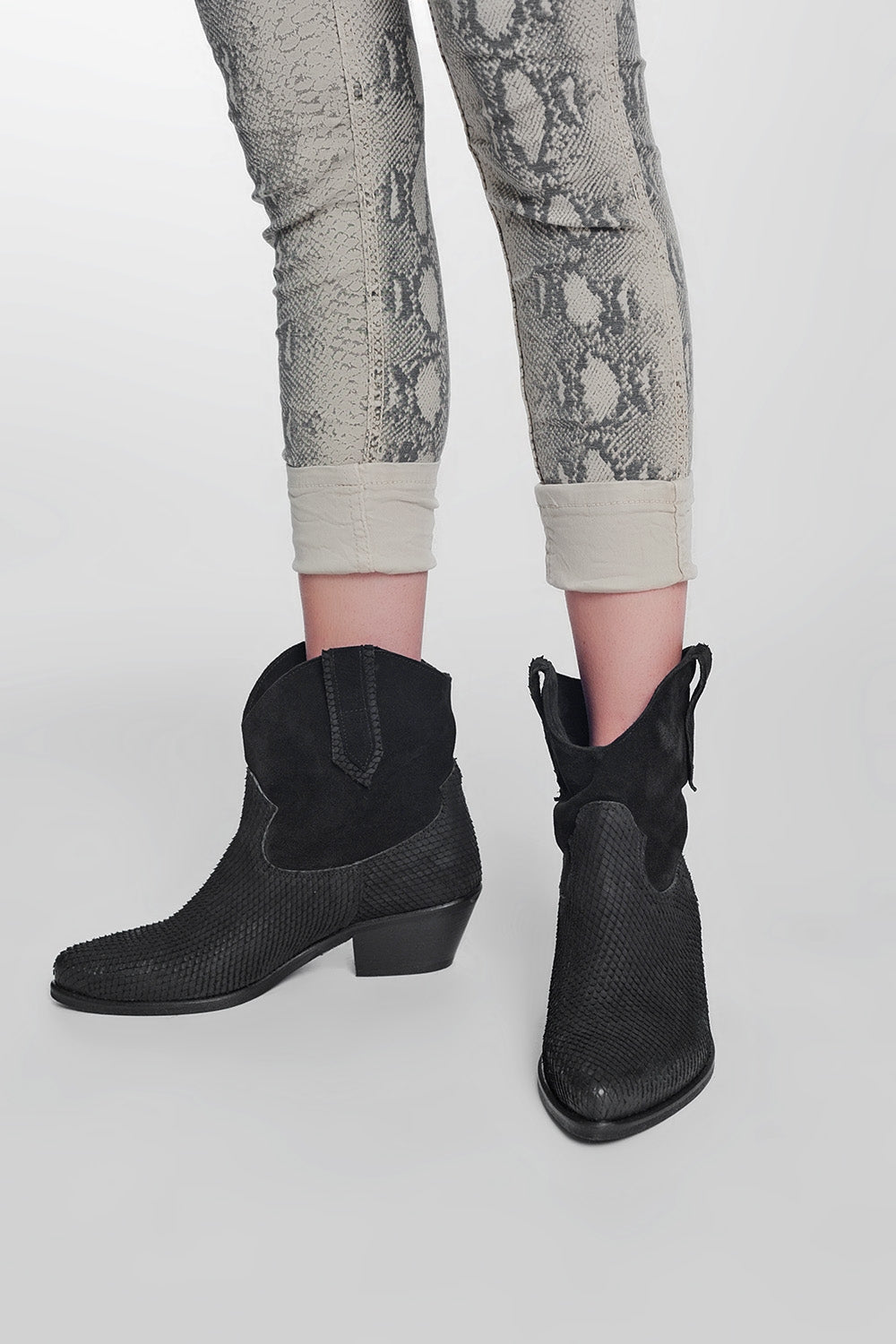 Pantalon réversible ajusté verni imprimé serpent