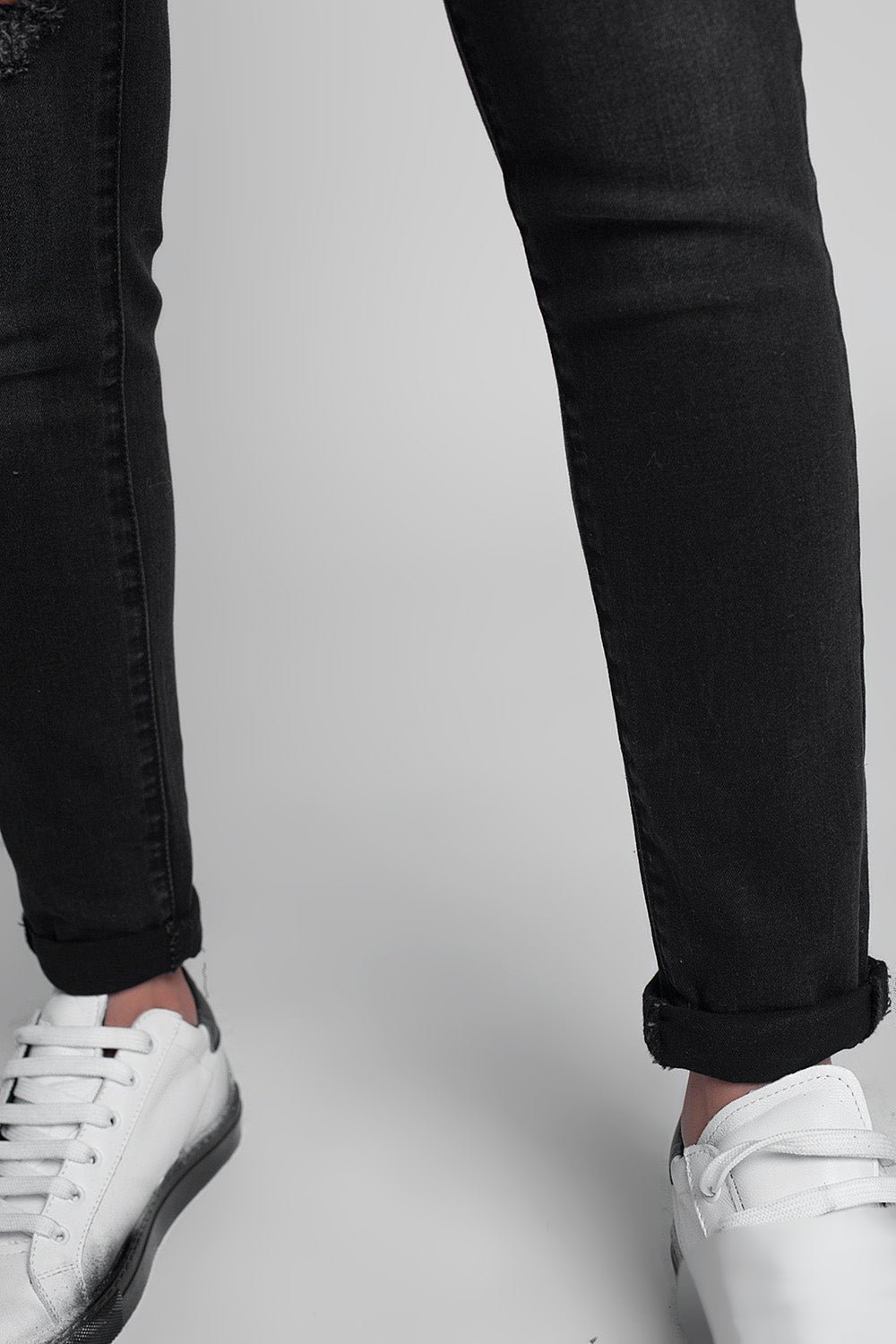 Jean super skinny déchiré Noir délavé