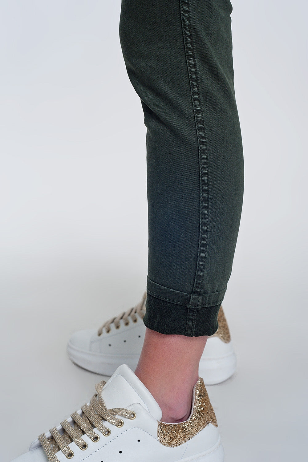 Pantalon réversible super skinny kaki avec imprimé serpent