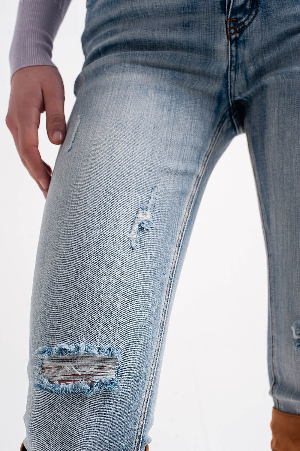 Jean skinny avec boutons visibles Bleu moyen