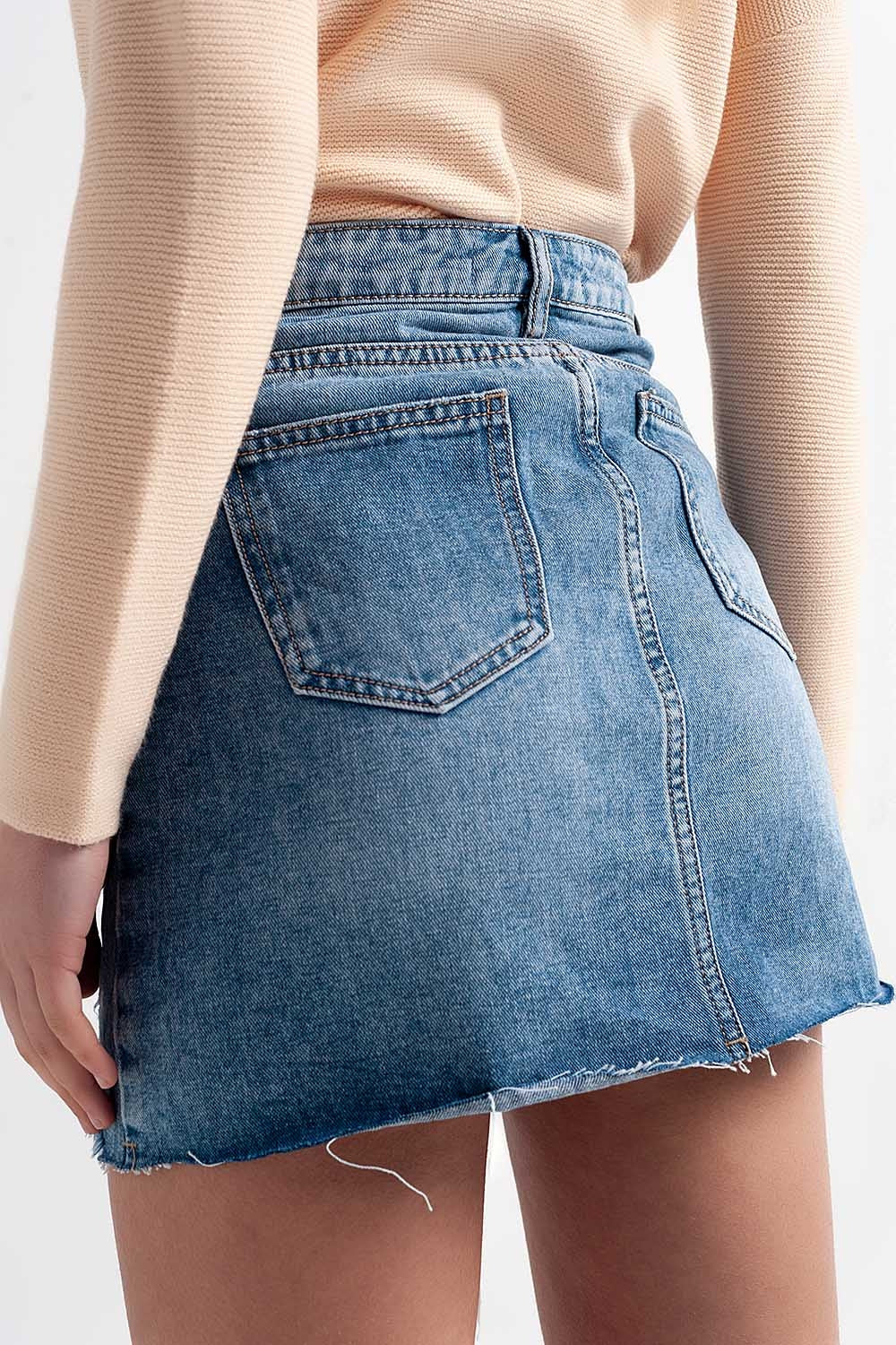 Mini-jupe en jean à ourlet brut