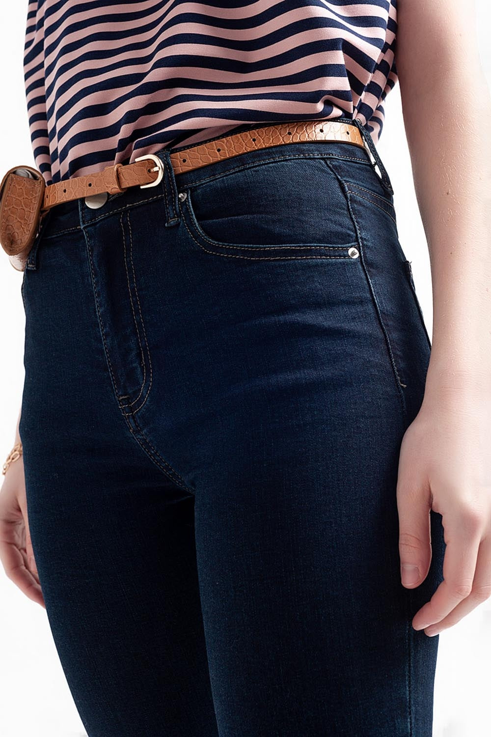 Jean skinny taille haute premium Bleu foncé