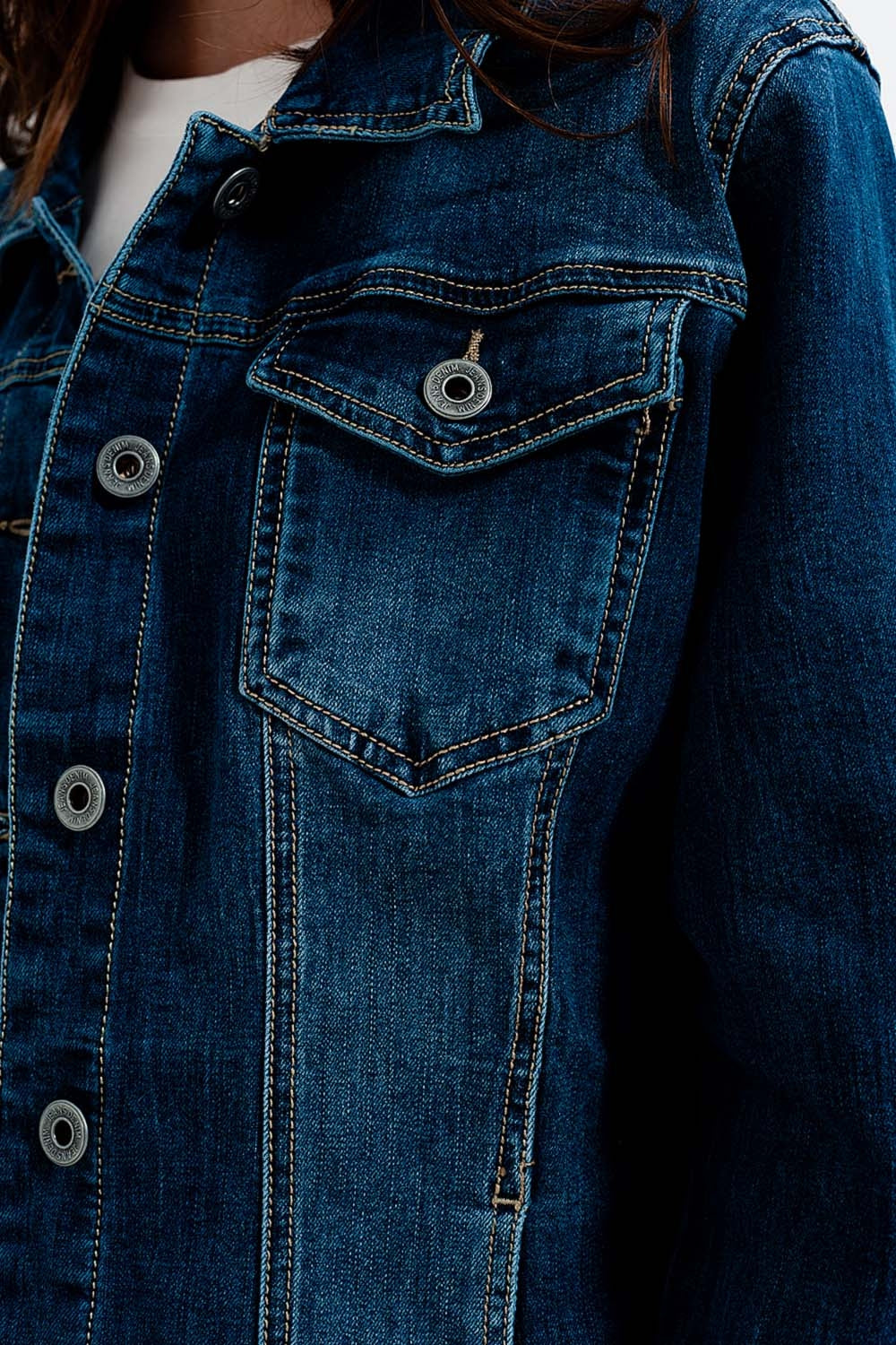 Veste en jean coupe courte - Bleu foncé délavé