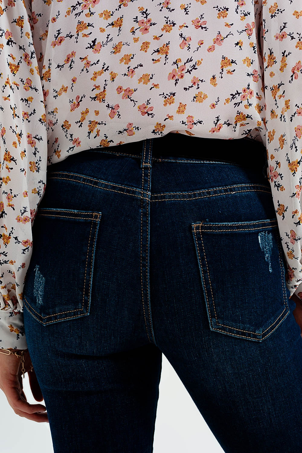 jean évasé en denim foncé