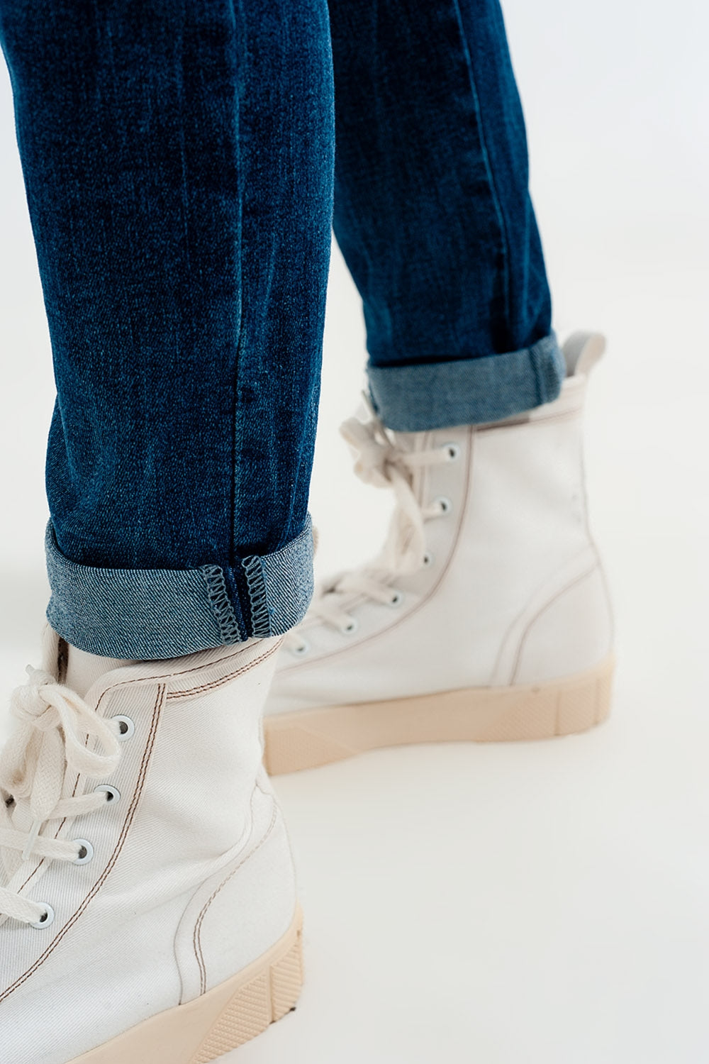 Jean skinny taille haute Délavage bleu moyen
