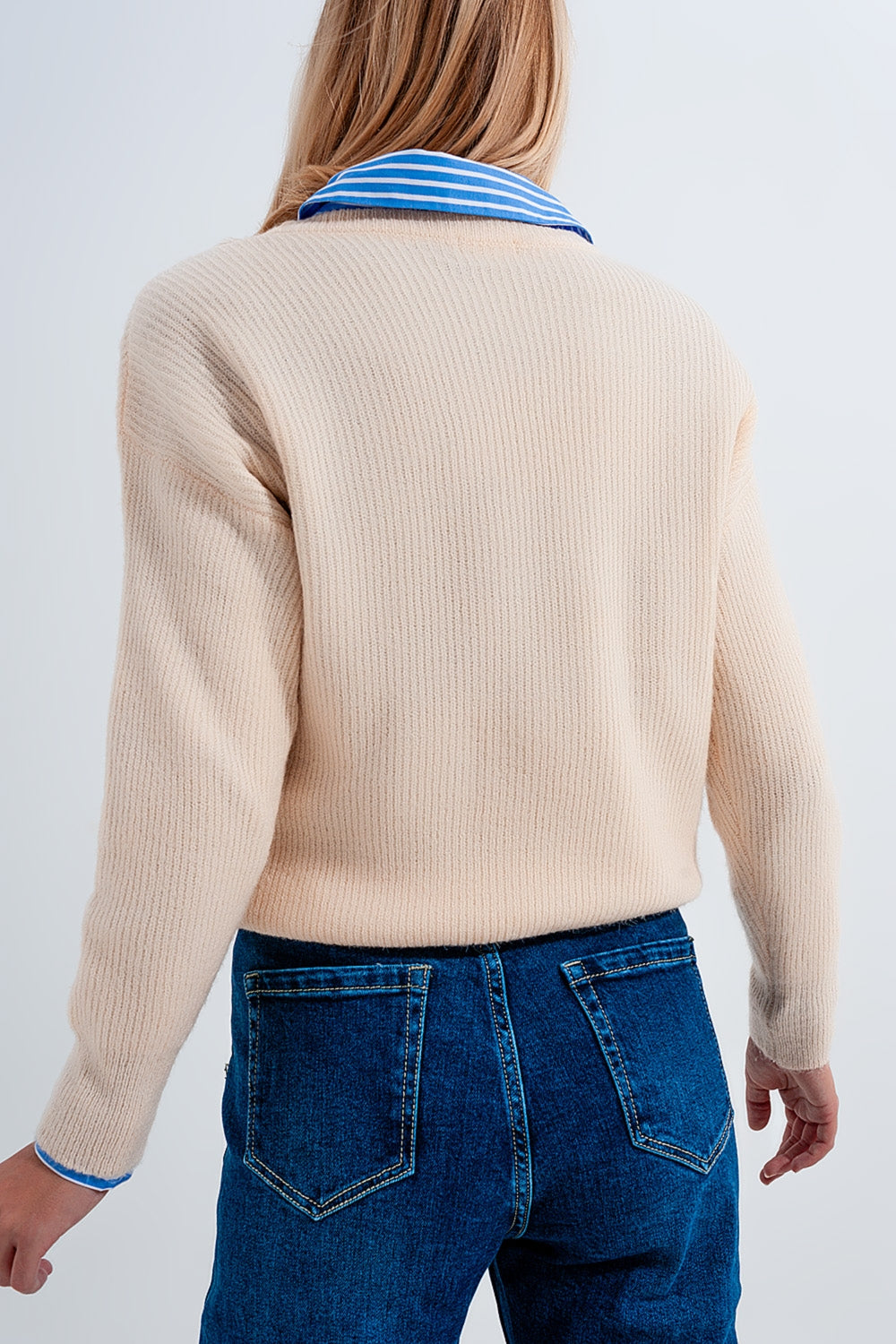Pull ras de cou en beige