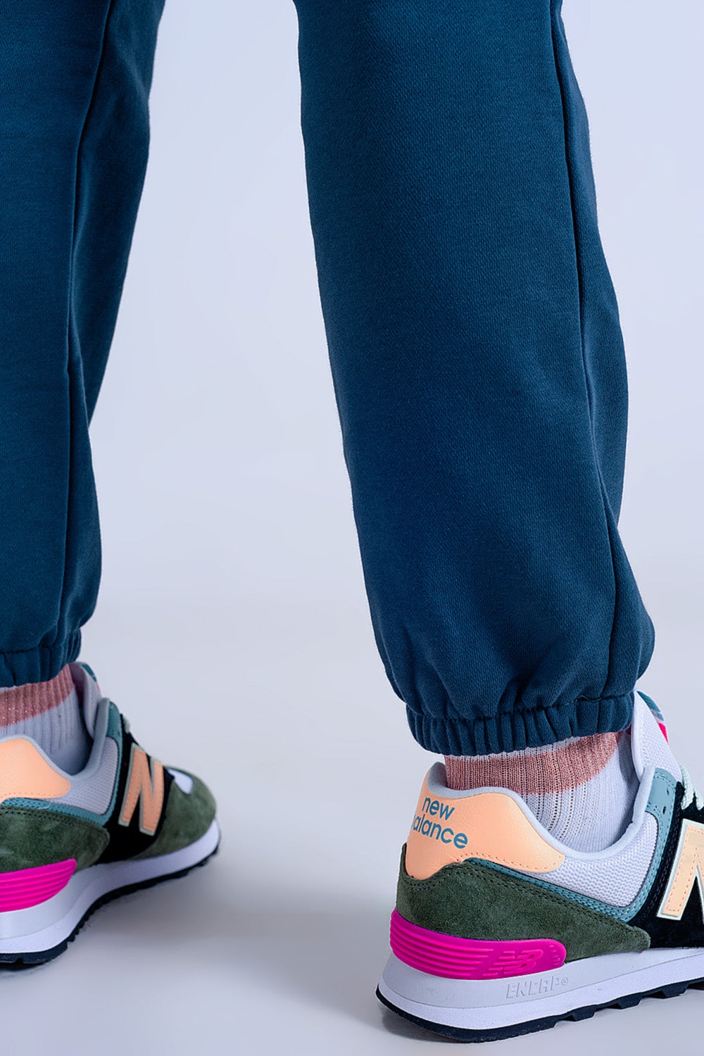 Jogger basique en coton avec lien à nouer Vert foncé