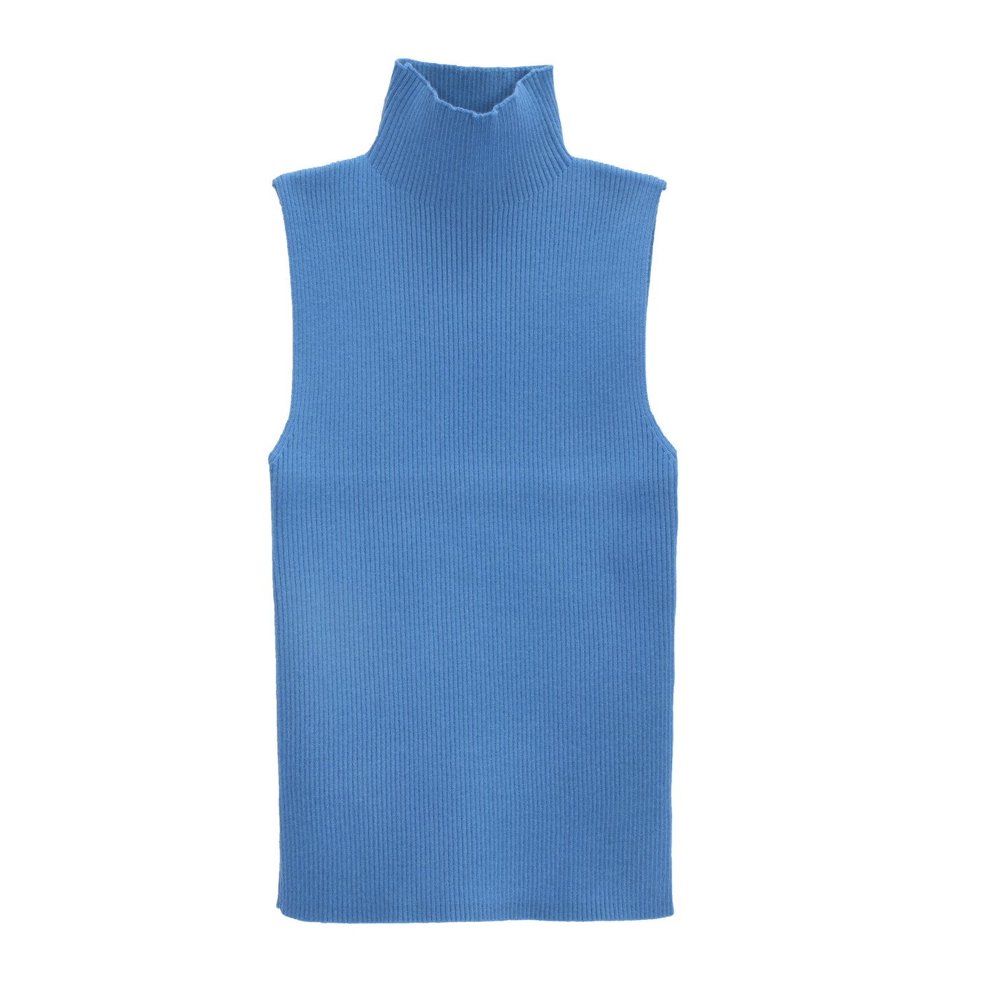 Top col montant d'ensemble en maille bleu