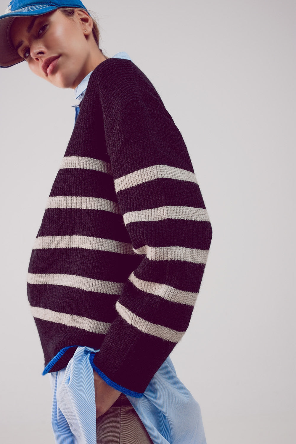Pull oversize à rayures noir