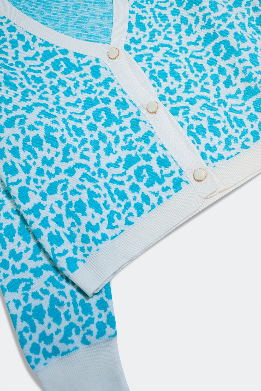 Cardigan léger à imprimé animal turquoise