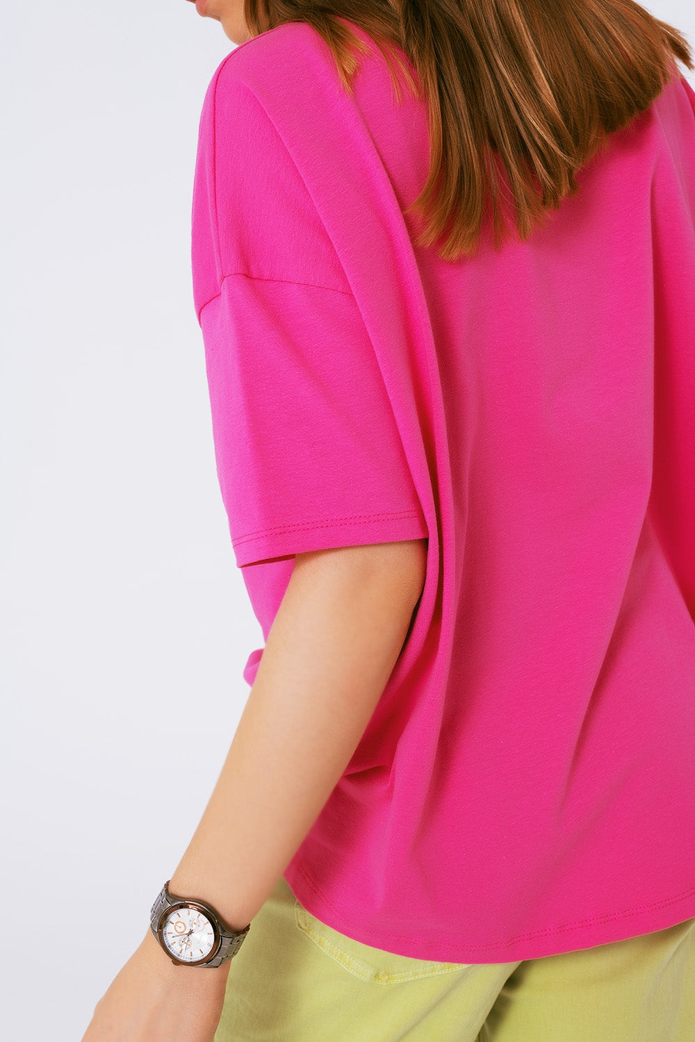 tee-shirt fuchsia ample avec ours coloré