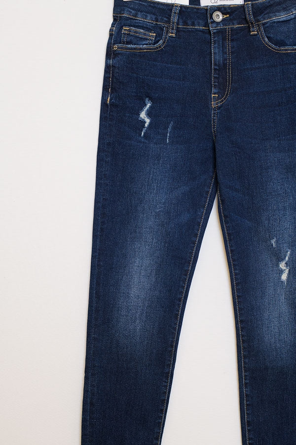 Jean super skinny délavé foncé en denim stretch