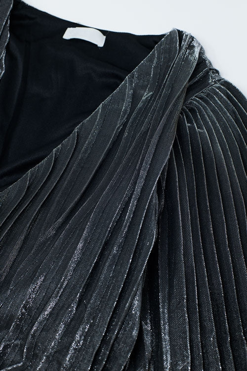 Body brillant lurex avec un Col V Profond en Argent