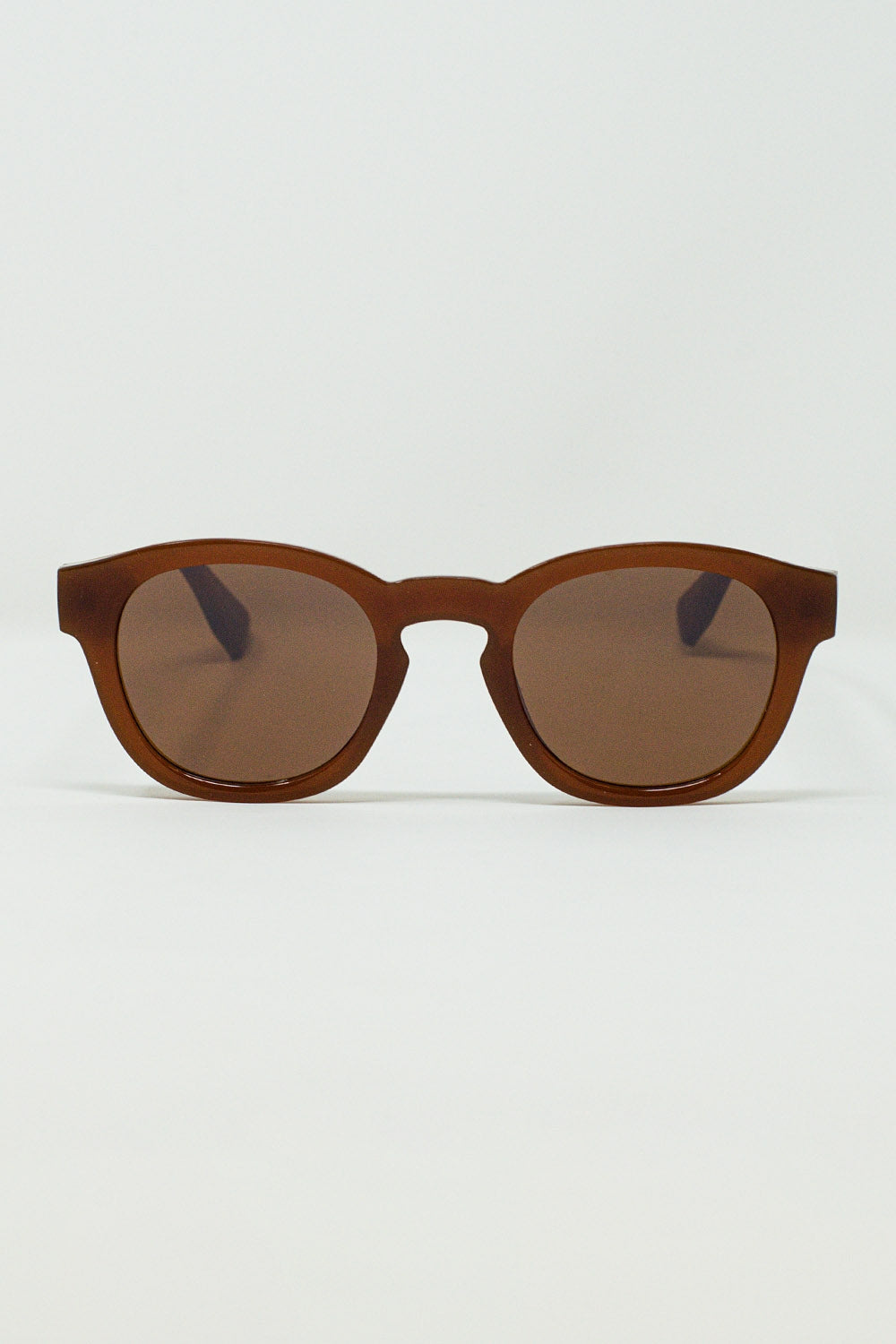 90's Round Sunglasses With Brown Tinted Lenses and Light Brown Frame