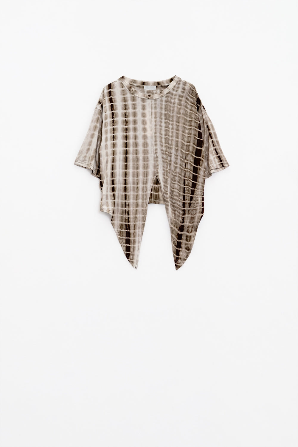 T-shirt imprimé Tie Dye kaki avec nœud sur le devant