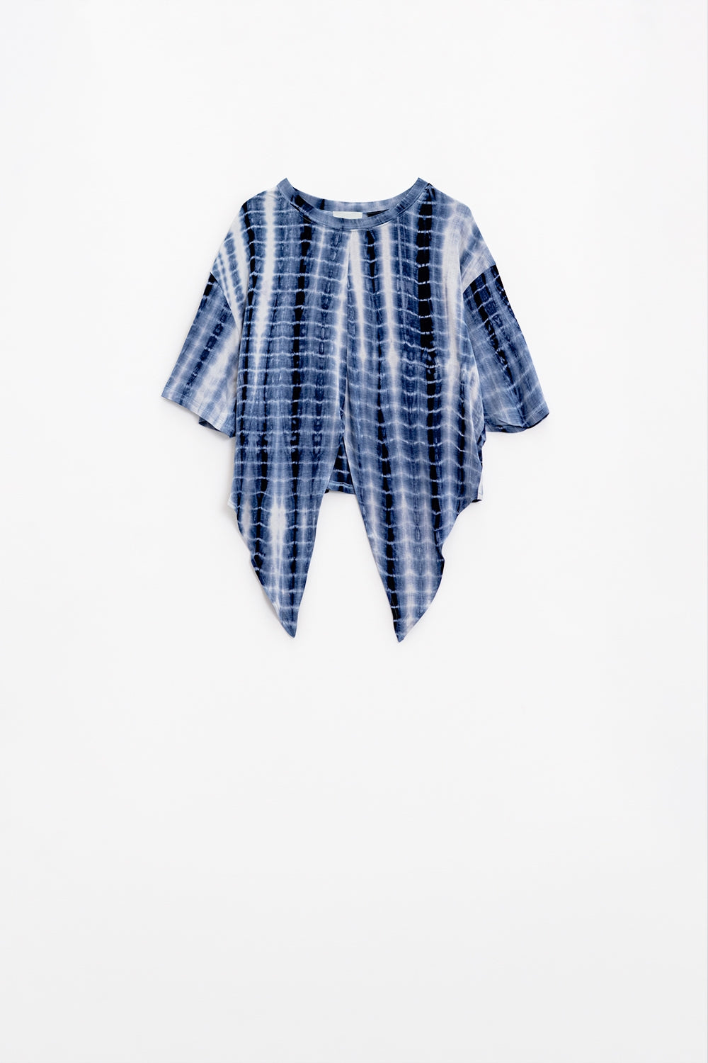 T-shirt imprimé Tie Dye bleu avec nœud sur le devant