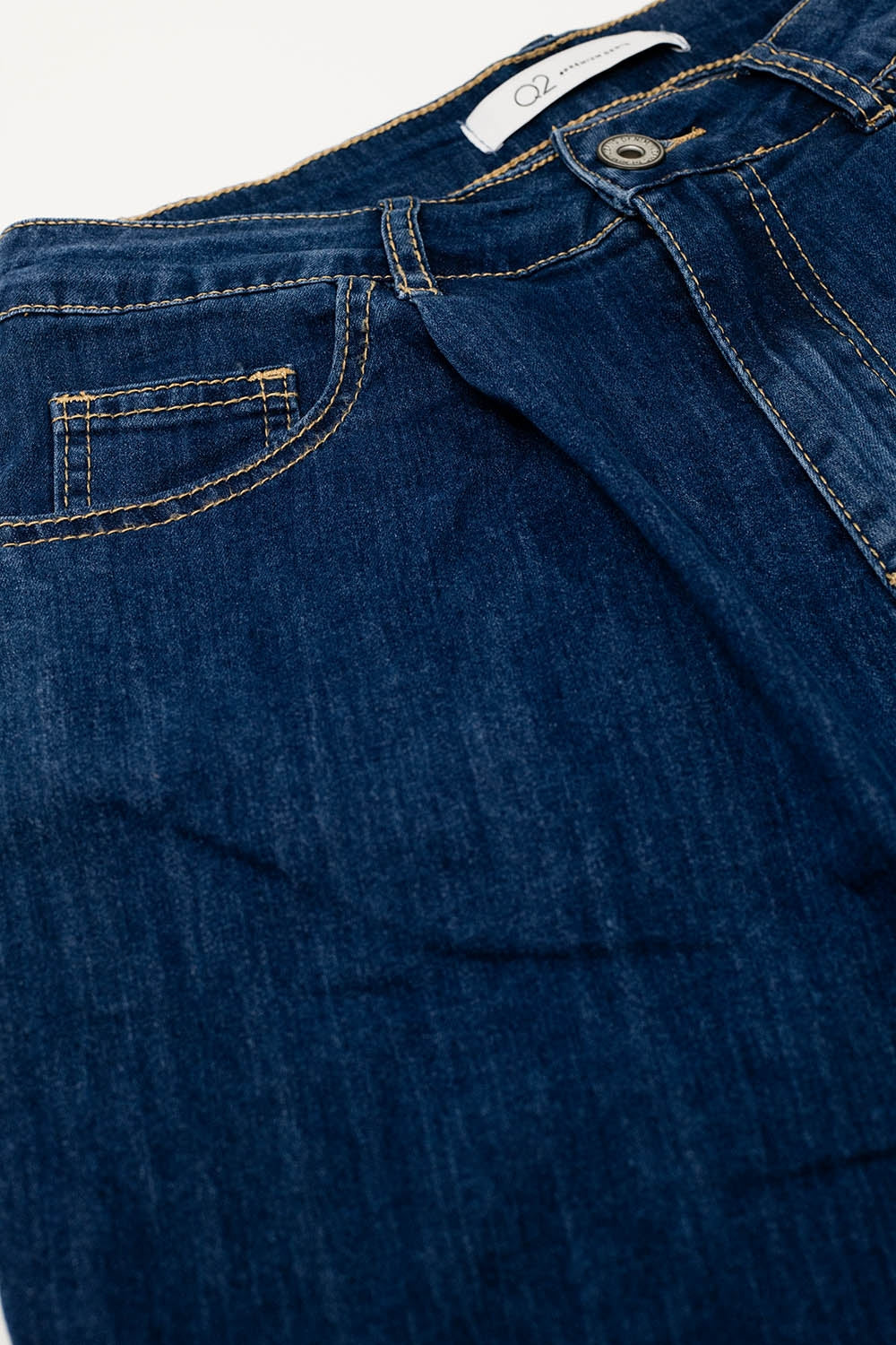 Boyfriend Jean cinq poches à jambe large en délavage foncé