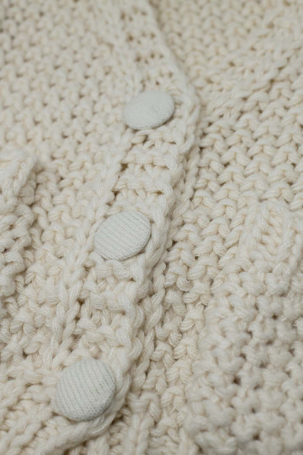Veste oversize en maille chunky beige avec poches