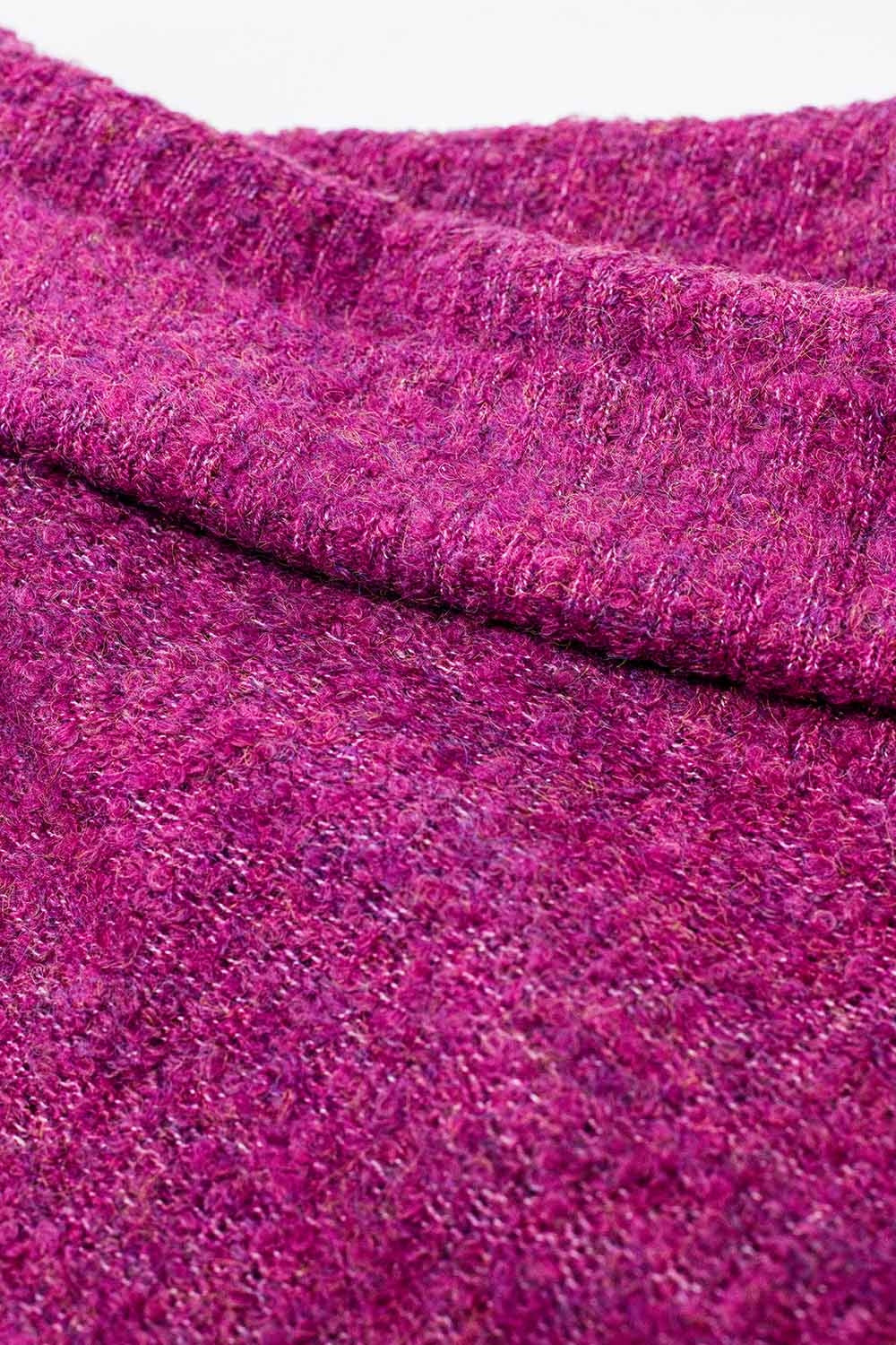 Pull à col bateau en maille duveteuse fucsia