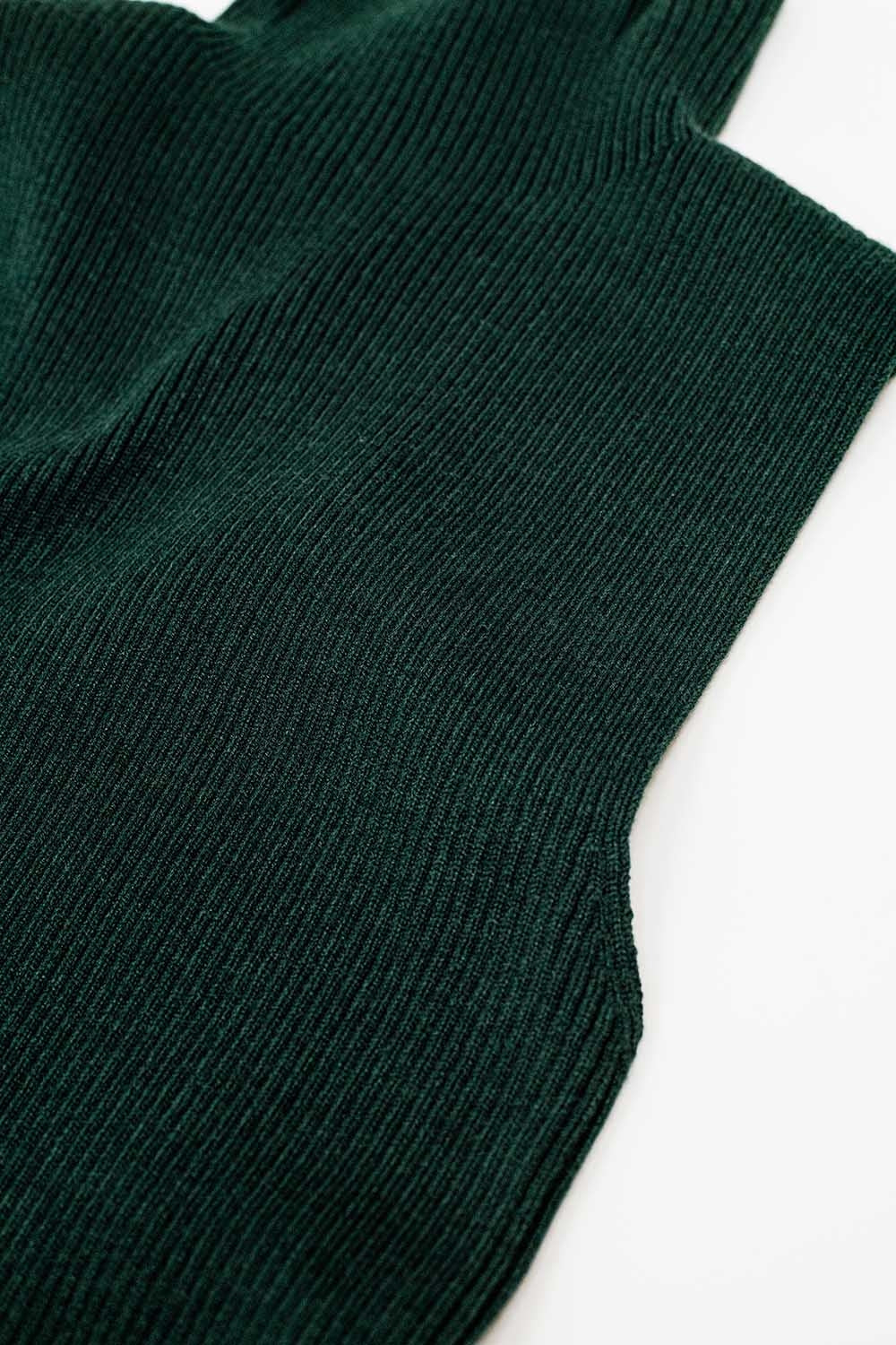 Turtle Neck Ribbed Top in Forest Green