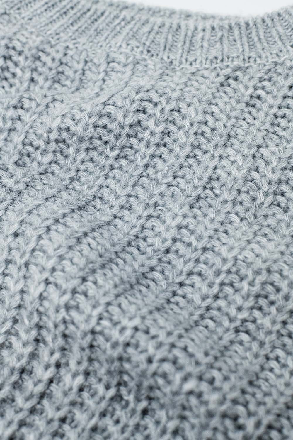 Pull en grosse maille gris clair à manches ballon