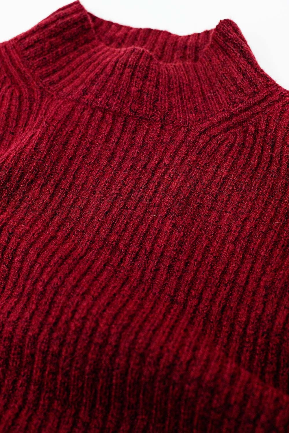 Pull décontracté à col montant en côtes de vin