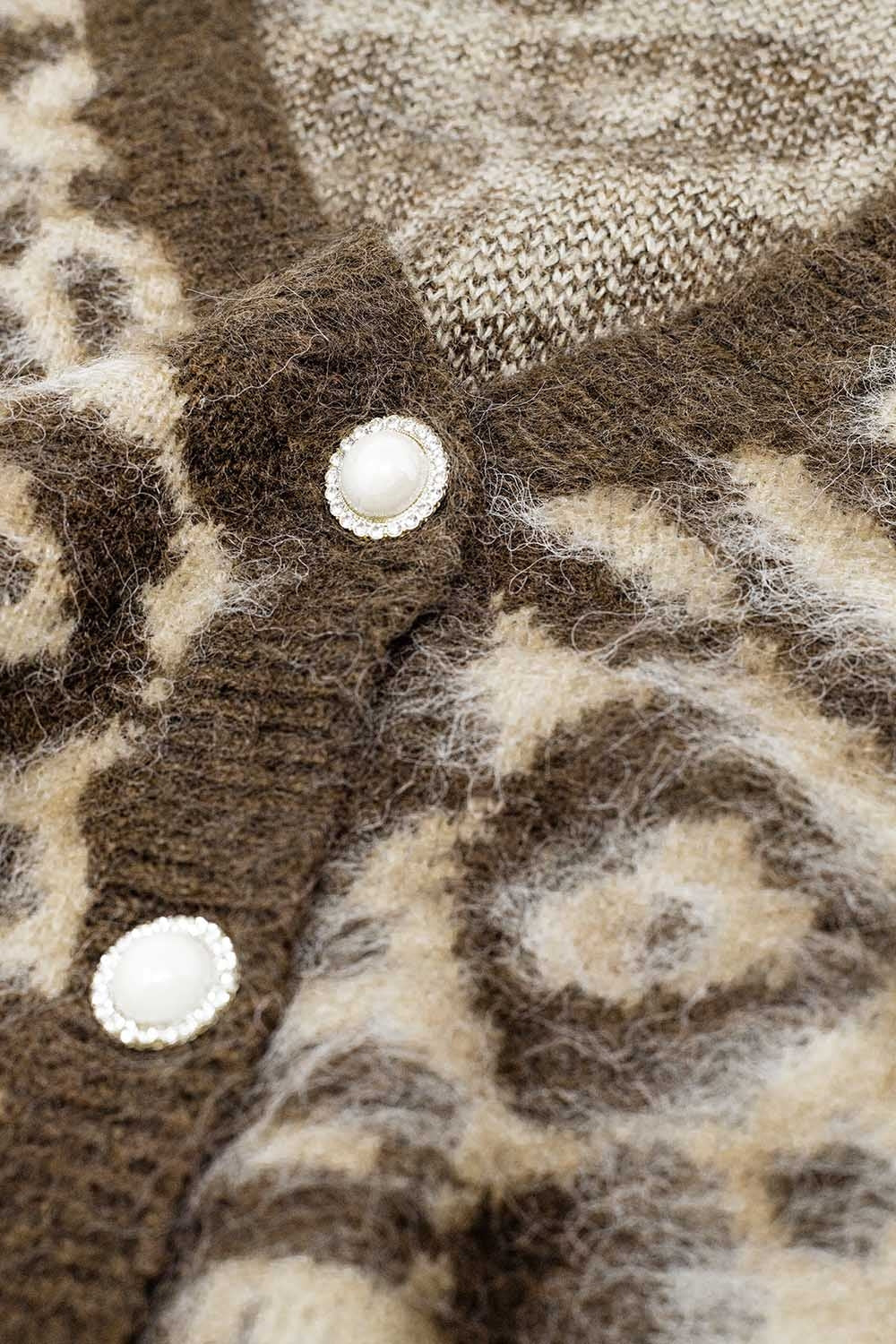 cardigan en laine imprimé léopard beige