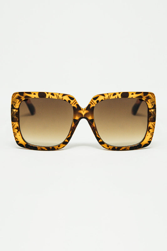 animal print square frame sunglasses