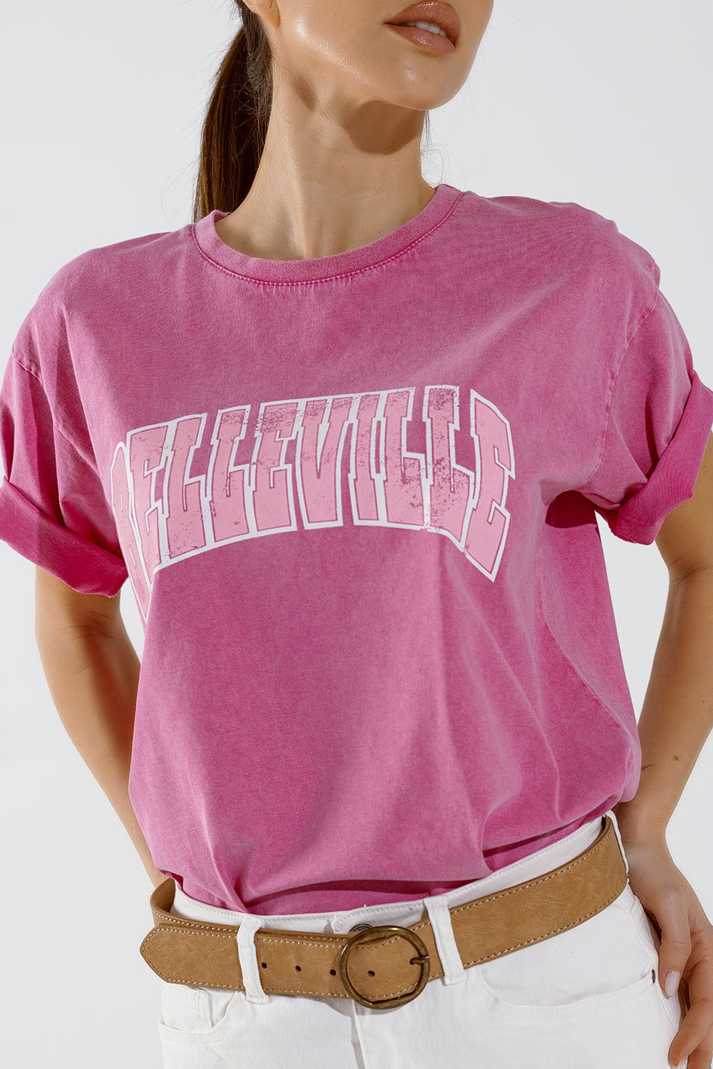 Belleville T-Shirt With Washed Effect In Pink