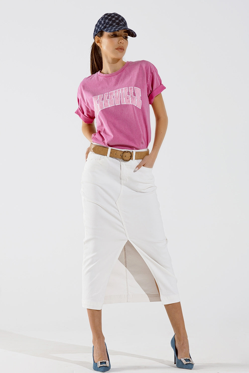 Belleville T-Shirt With Washed Effect In Pink