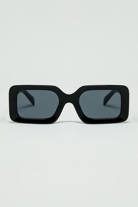 Black square sunglasses with brown animal print on the side
