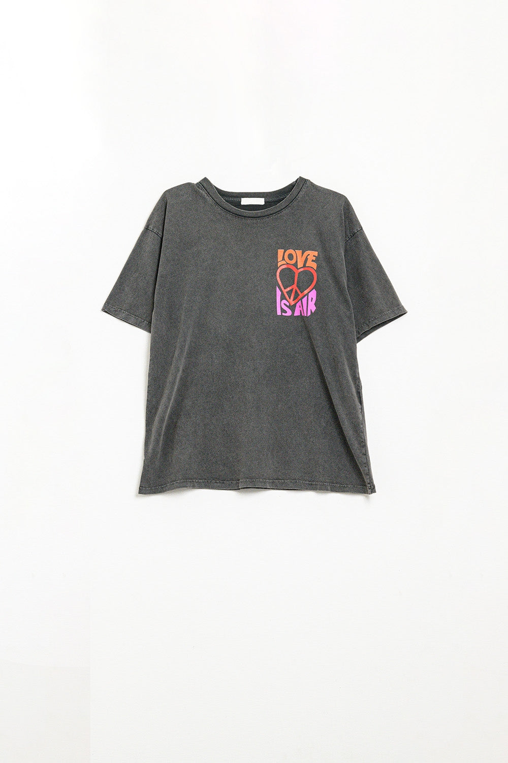 Black T-Shirt with Love is Air and Heart with Peace logo