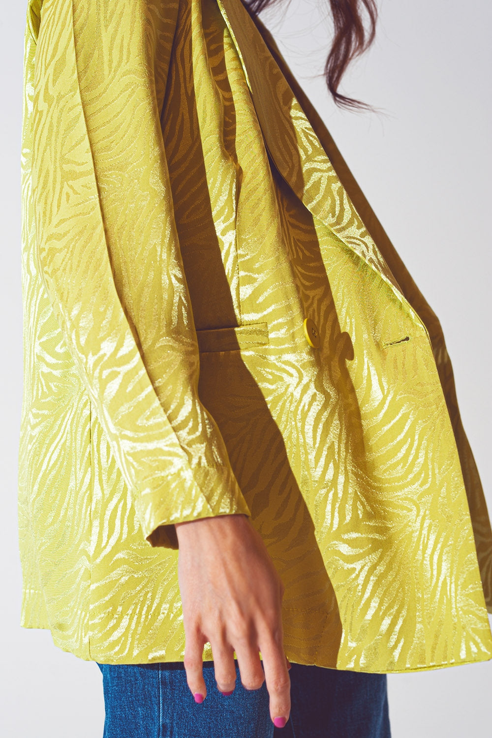 Blazer à imprimé zèbre surdimensionné en vert
