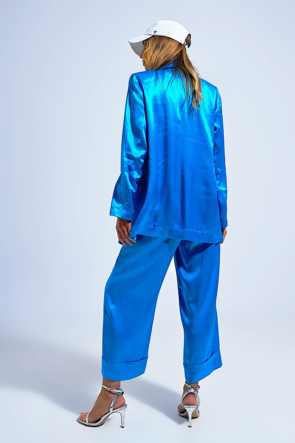 Blazer en satin Bleu vif