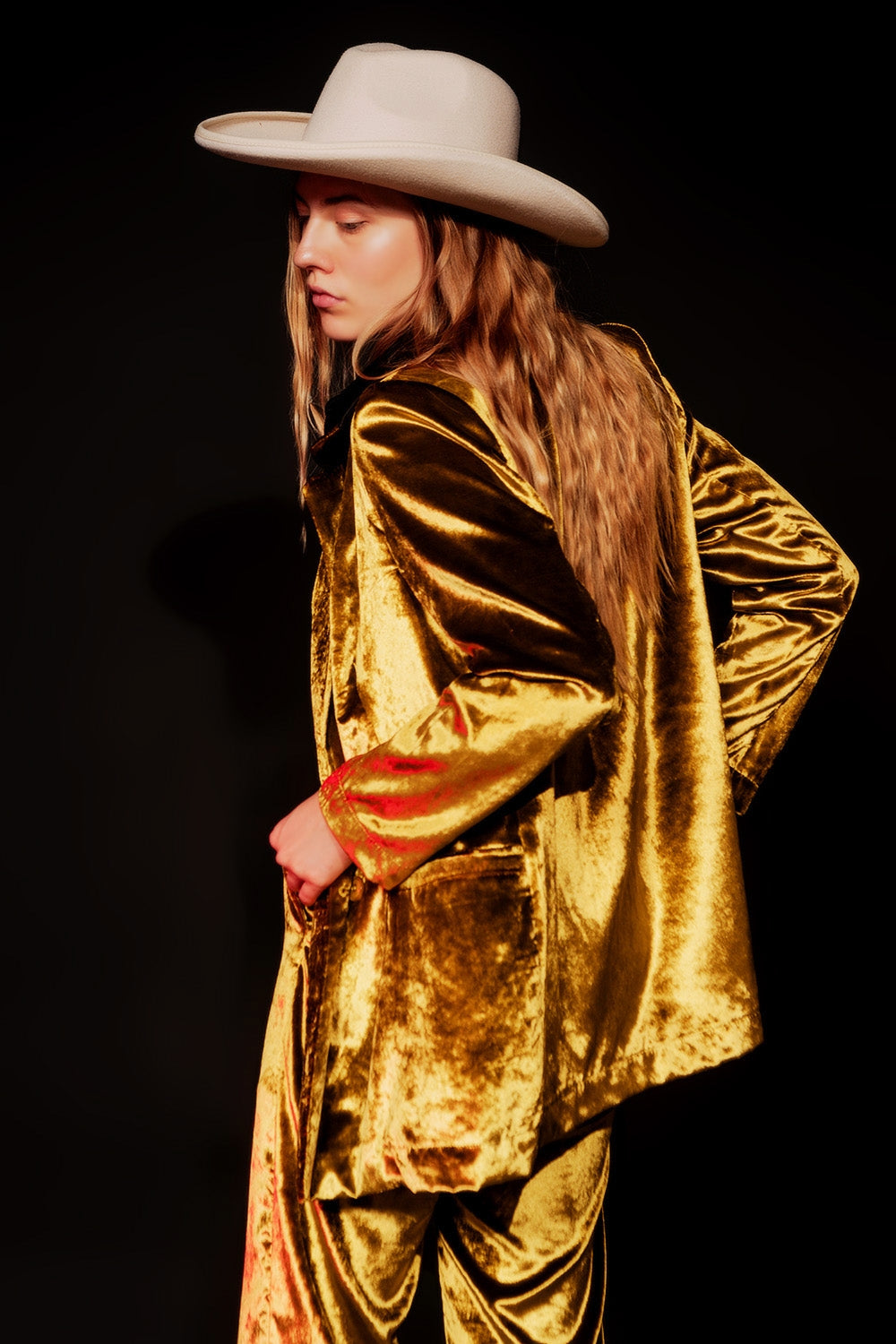 Blazer en velours oversized vert citron
