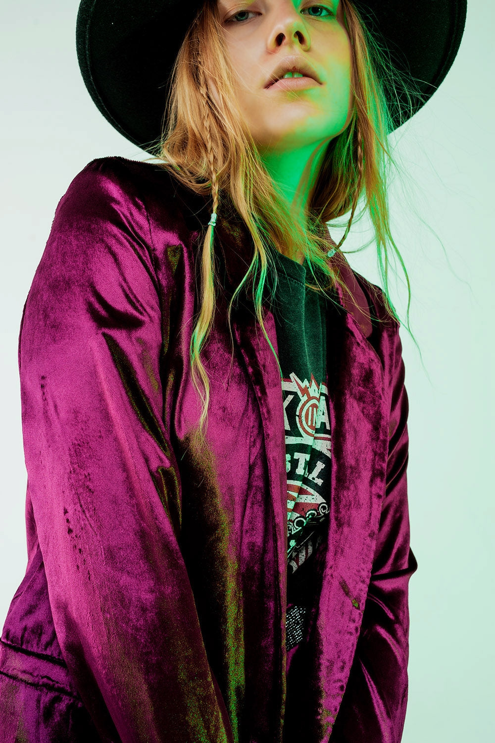 Blazer en velours oversized violet