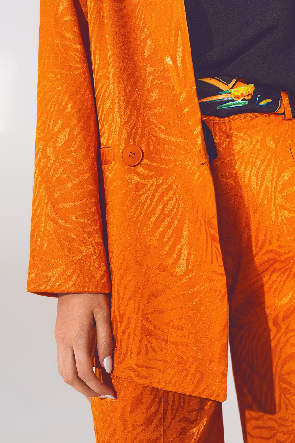 Blazer oversize à imprimé zébré en orange