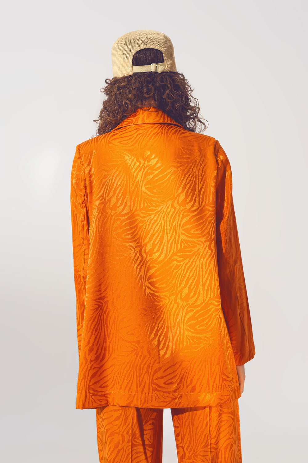 Blazer oversize à imprimé zébré en orange