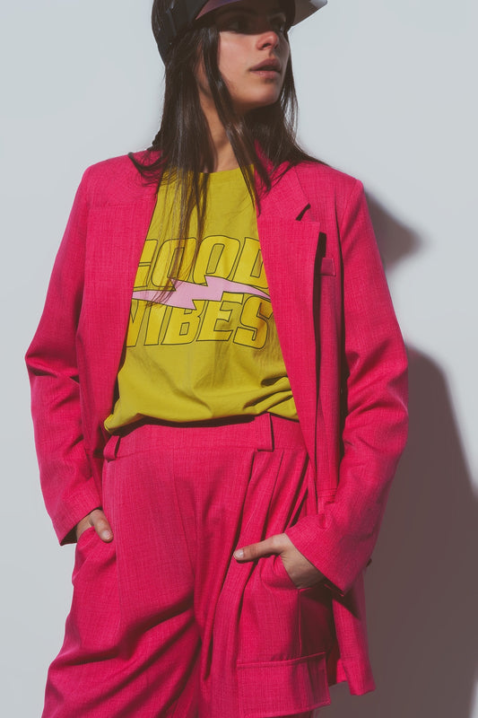 Q2 Blazer oversize texturé en rose