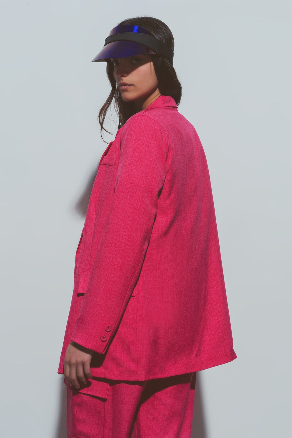 Blazer oversize texturé en rose