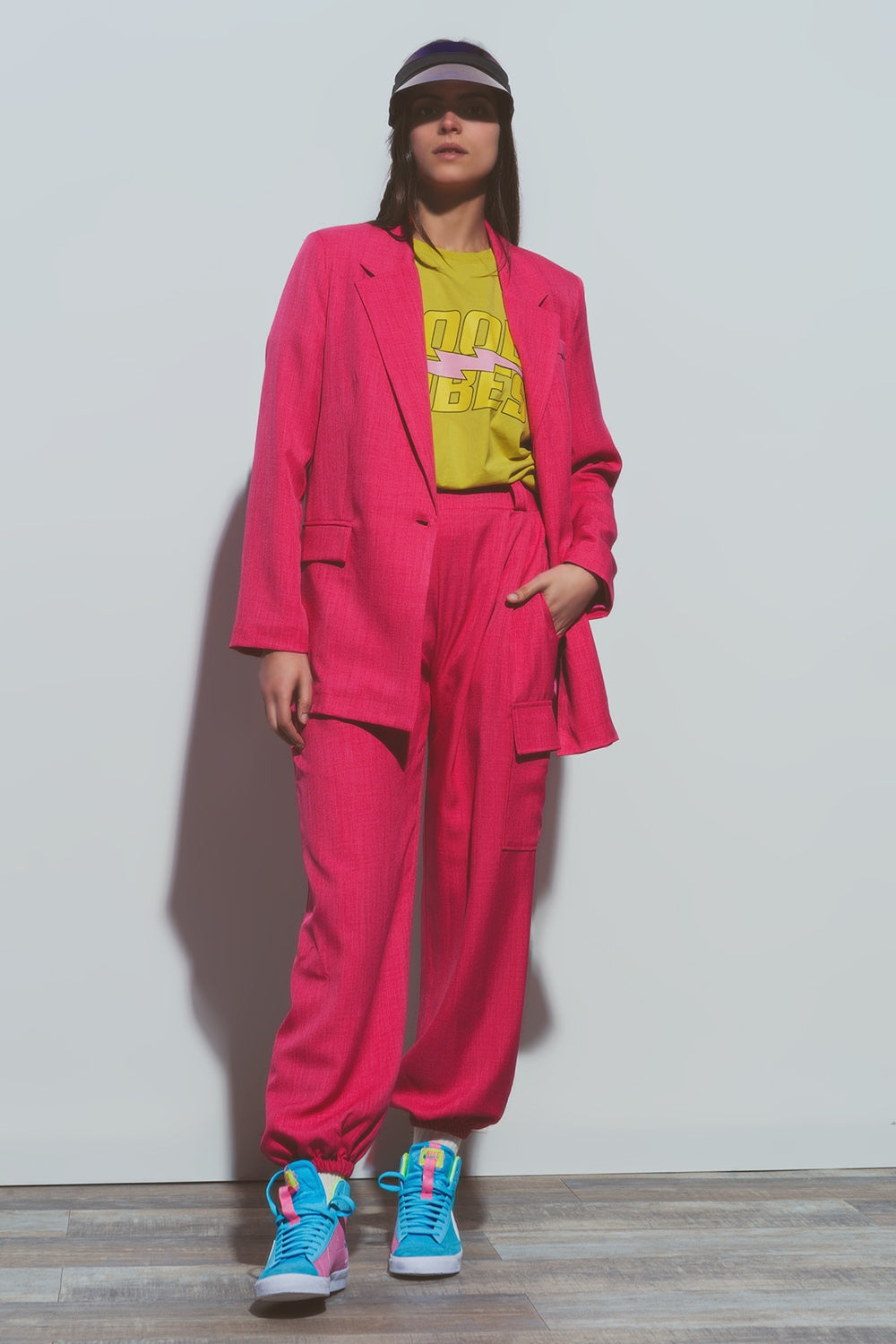 Blazer oversize texturé en rose