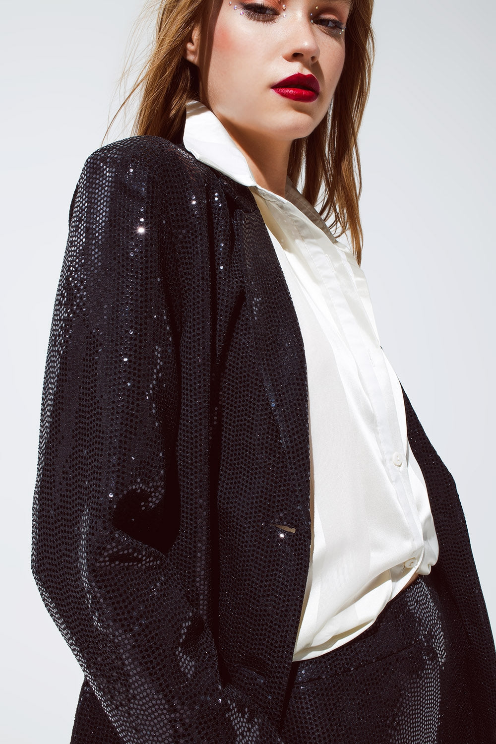 Blazer Party Relaxed à sequins en noir