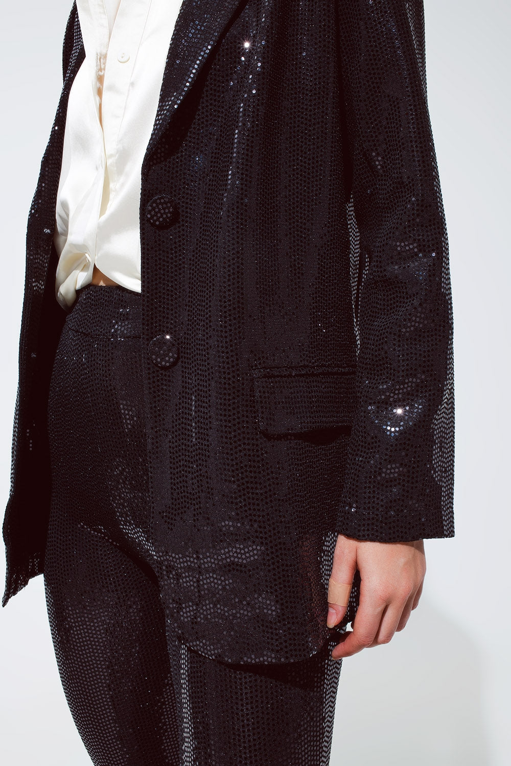 Blazer Party Relaxed à sequins en noir