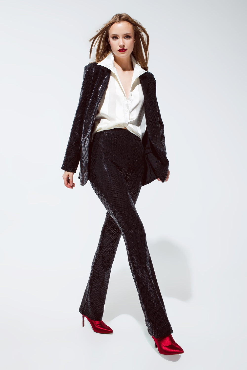 Blazer Party Relaxed à sequins en noir