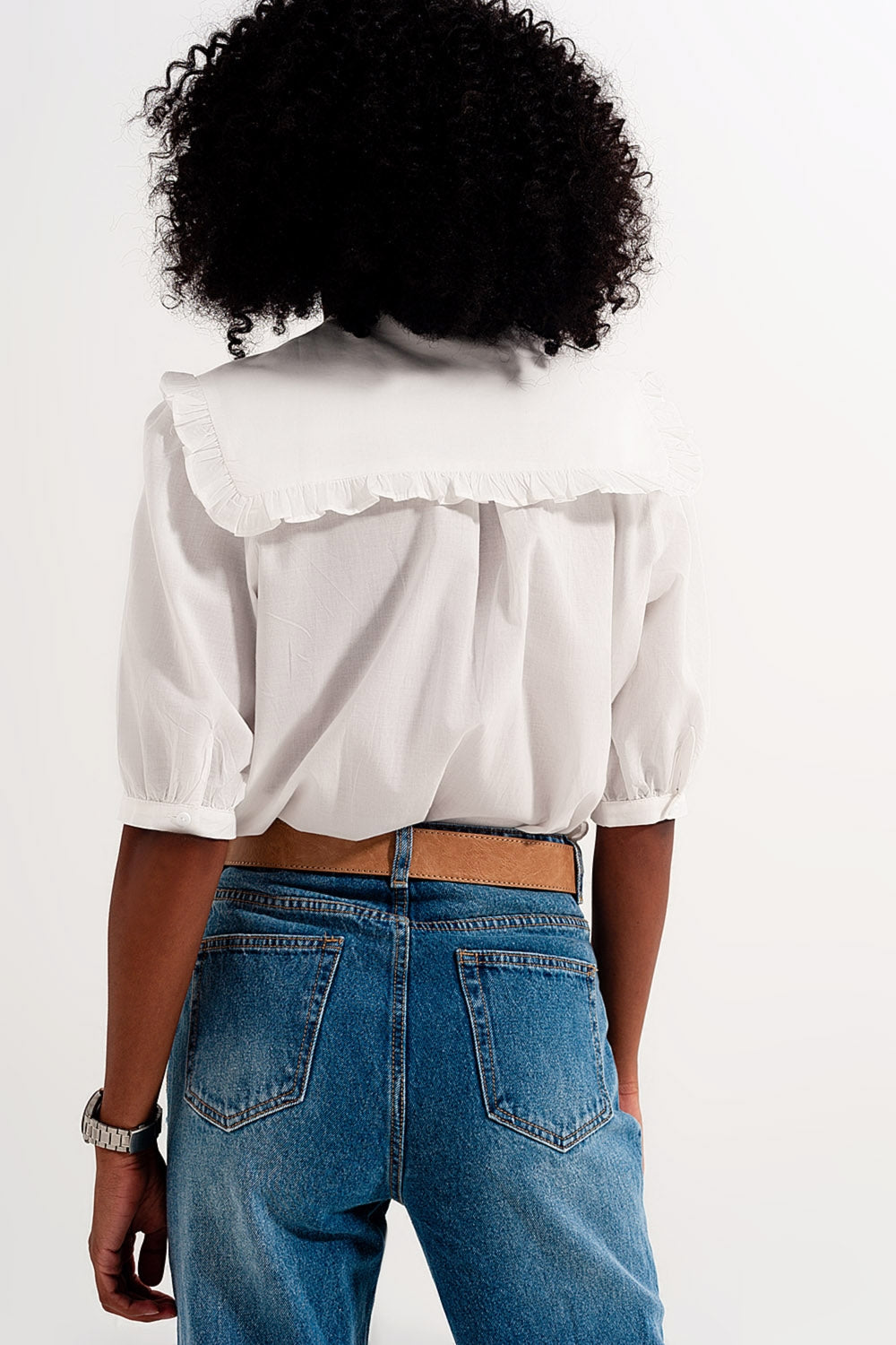 Blouse à col champêtre Blanc