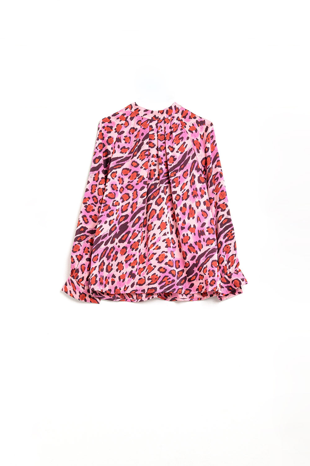 Blouse à Manches Longues Imprimé Léopard Fuchsia Tendance
