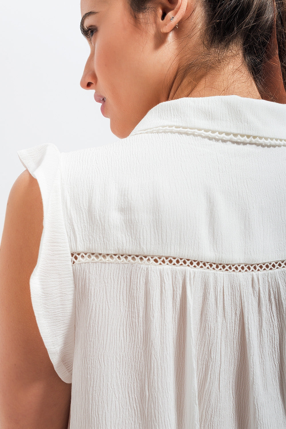 Blouse avec manches volantées blanc