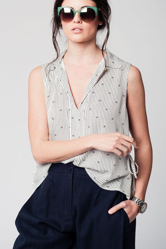 Q2 Blouse bleu marine imprimé